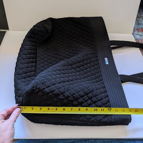 Vera Bradley Black Quilted Weekender Tote Bag with Leopard Inside - Picture 16 of 16